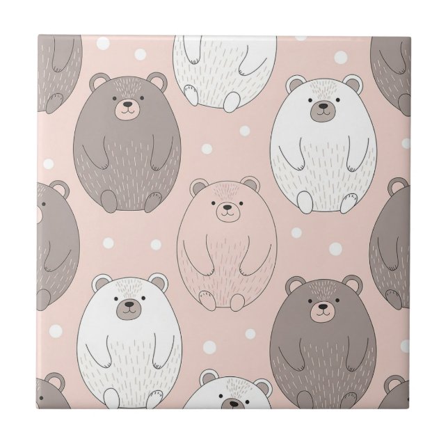 Cute Bear - Soft Pastel Woodland (2) Ceramic Tile (Front)