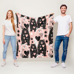Cute Bear - Soft Pastel Woodland (4) Fleece Blanket