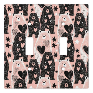Cute Bear - Soft Pastel Woodland (4) Light Switch Cover