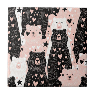Cute Bear - Soft Pastel Woodland (5) Ceramic Tile
