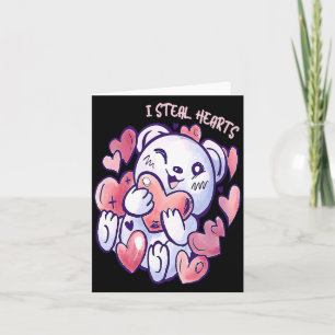 Cute Bear Steal Hearts Valentines Day Or Toddler  Card