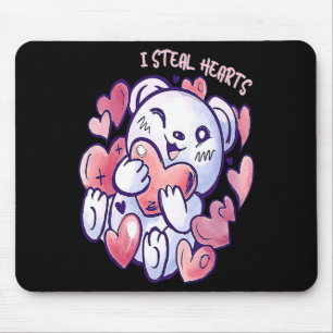 Cute Bear Steal Hearts Valentines Day Or Toddler  Mouse Pad