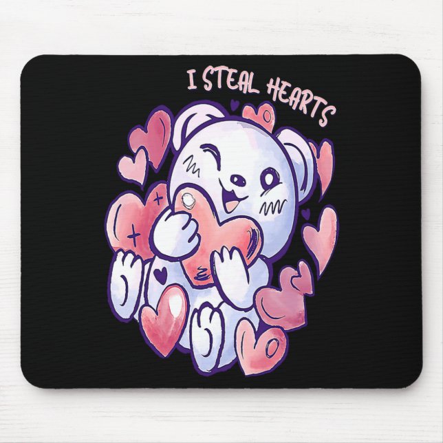Cute Bear Steal Hearts Valentines Day Or Toddler  Mouse Pad (Front)