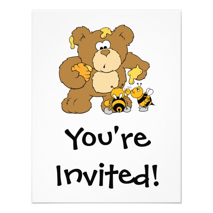 Cute Bear Stealing Honey Custom Invites