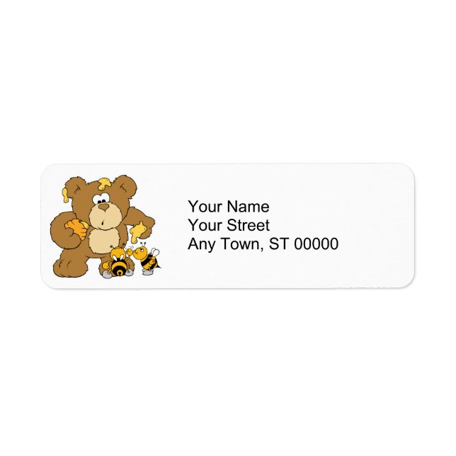 Cute Bear Stealing Honey Label (Front)