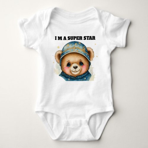 Cute bear super star baby bodysuit