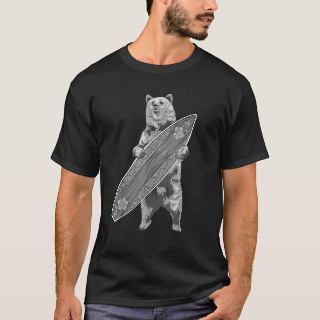 Cute Bear Surf Board Funny Surfing Gift For Men Wo T-Shirt (Front)