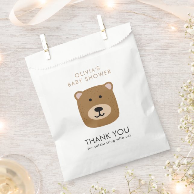 Cute Bear Thank you Baby Shower Favor Bag (Clipped)