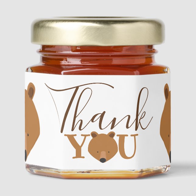 Cute Bear Thank You Honey Jar Favors (Front)