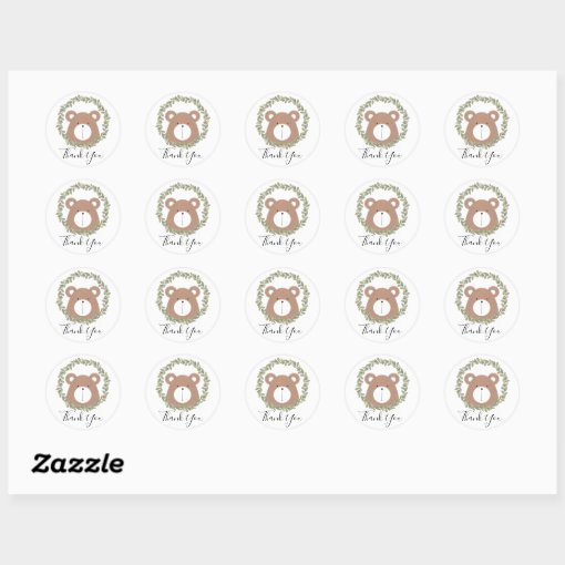 Cute Bear Thank You Sticker | Zazzle