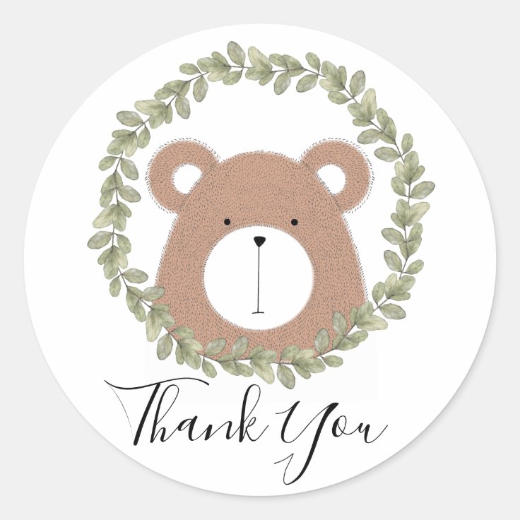 Cute Bear Thank You Sticker | Zazzle