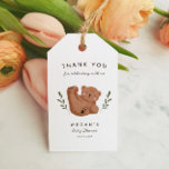 Cute Bear Theme Baby Shower Thank You Gift Tags<br><div class="desc">Cute bear theme baby shower gift tag featuring hand drawn illustration of a cub with greenery on both sides. The text says "thank you for celebrating with us"
Great for a shower in the fall.</div>