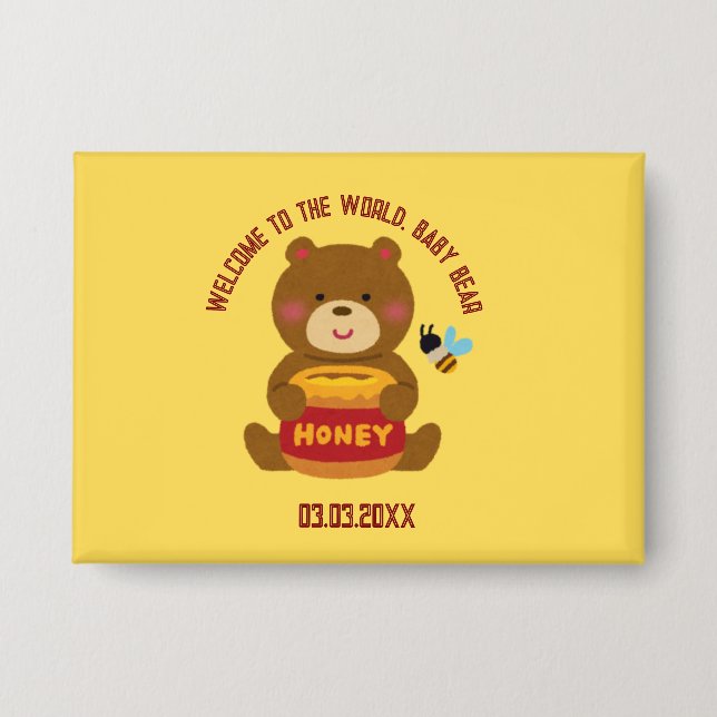 Cute Bear Theme Boy Baby Shower Button (Front)