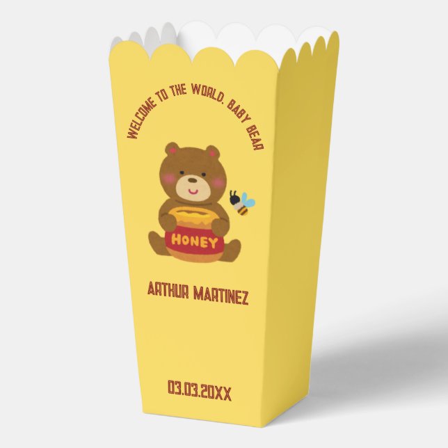 Cute Bear Theme Boy Baby Shower Favor Boxes (Back)