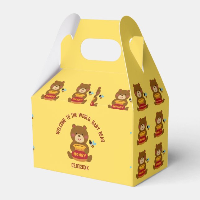 Cute Bear Theme Boy Baby Shower Favor Boxes (Front Side)