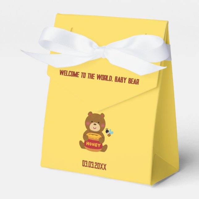 Cute Bear Theme Boy Baby Shower Favor Boxes (Front Side)