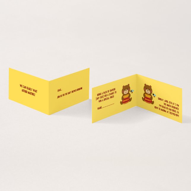 Cute Bear Theme Boy Baby Shower Invitations (Inside and Outside)