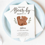 Cute Bear Theme Boy's Birthday Party Invitation<br><div class="desc">Cute bear theme kid's birthday party invitation card featuring illustration of a cub rolling on his back. This woodland design has a text on top that says "We Can Bear-ly Believe It."</div>