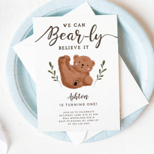 Cute Bear Theme Boys Birthday Party Invitation