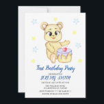 Cute Bear Theme Boy's Birthday Party  Save The Date<br><div class="desc">First Birthday Boy Party. Invite family and friends with this personalized party invitation. It features a cute Little Boy . Personalize this Little Boy party invitation by adding a name, date, time, location and more. This baby shower invitation is perfect for a baby shower. Matching items available. The watercolor illustration...</div>