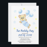 Cute Bear Theme Boy's Birthday Party  Save The Date<br><div class="desc">First Birthday Boy Party. Invite family and friends with this personalized party invitation. It features a cute Little Boy . Personalize this Little Boy party invitation by adding a name, date, time, location and more. This baby shower invitation is perfect for a baby shower. Matching items available. The watercolor illustration...</div>