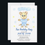 Cute Bear Theme Boy's Birthday Party Save The Date<br><div class="desc">First Birthday Boy Party. Invite family and friends with this personalized party invitation. It features a cute Little Boy . Personalize this Little Boy party invitation by adding a name, date, time, location and more. This baby shower invitation is perfect for a baby shower. Matching items available. The watercolor illustration...</div>