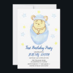 Cute Bear Theme Boy's Birthday Party  Save The Date<br><div class="desc">First Birthday Boy Party. Invite family and friends with this personalized party invitation. It features a cute Little Boy . Personalize this Little Boy party invitation by adding a name, date, time, location and more. This baby shower invitation is perfect for a baby shower. Matching items available. The watercolor illustration...</div>