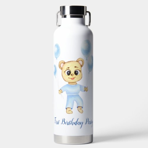 Cute Bear Theme Boys Birthday Party  Water Bottle