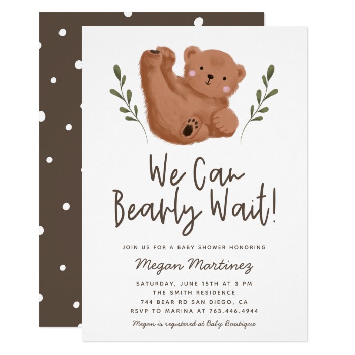 we can bearly wait baby shower invitations