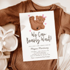 Cute Bear Theme Girl Baby Shower  Invitation at Zazzle