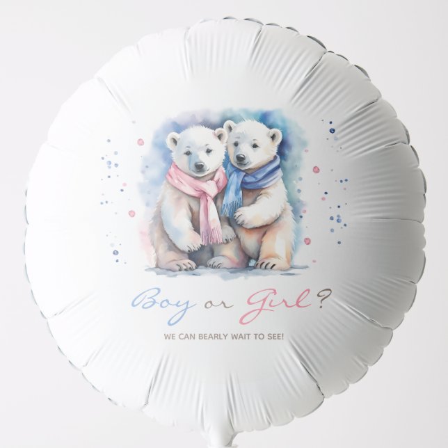 Cute Bear Theme Winter Fall Gender Reveal  Balloon (Front)