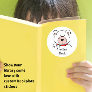 Cute Bear This book Belongs To Classic Round Sticker