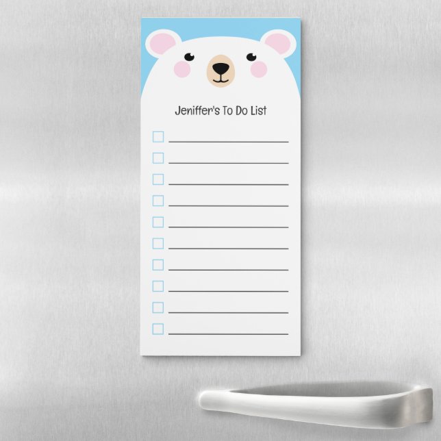 Cute Bear To Do List Sky Blue Magnetic Notepad (In Situ)