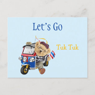 Cute Bear Tuk Tuk Thailand Custom  Postcard
