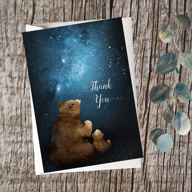 Cute Bear Twinkle Twinkle Baby Shower Thank You Card (Creator Uploaded)