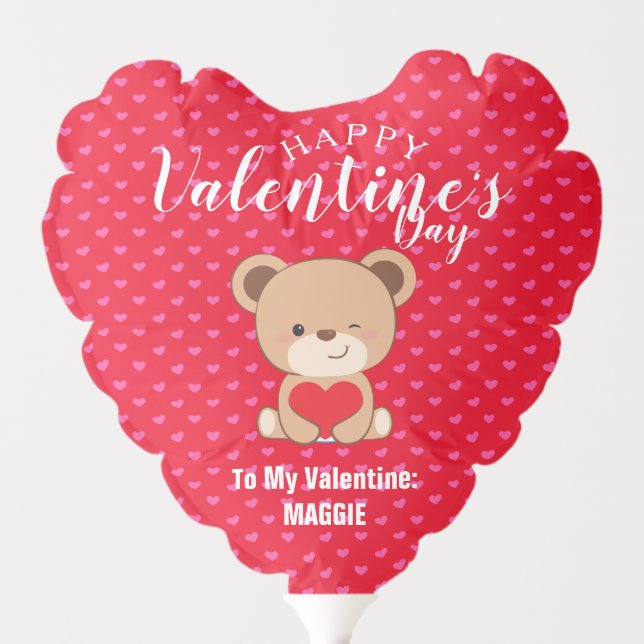 Cute Bear Valentine's Day Balloon (Front)