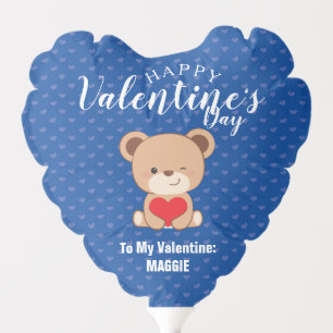 Cute Bear Valentine's Day Balloon (Blue)