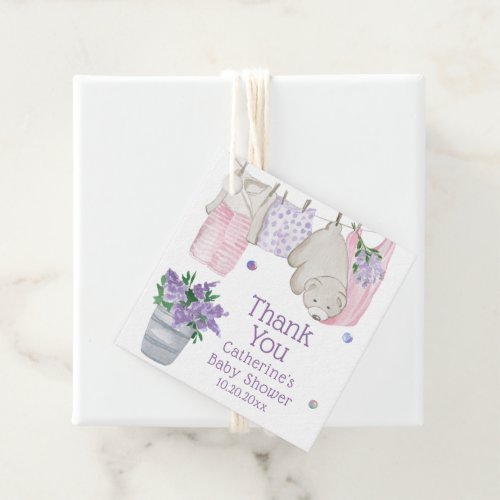 Cute Bear Wash Day Watercolor Baby Shower Favor Tags