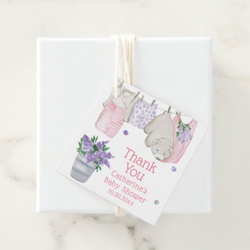 Cute Bear Wash Day Watercolor Baby Shower Favor Tags