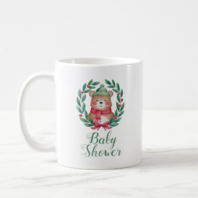 cute bear watercolor baby shower coffee mug (Left)