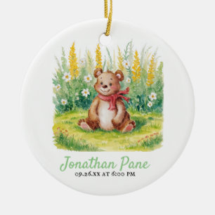 Cute Bear Watercolor Bearly Wait Baby Shower Ceramic Ornament