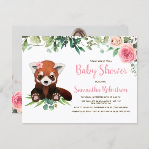 Cute Bear Watercolor Blush Pink Girl Baby Shower Invitation Postcard