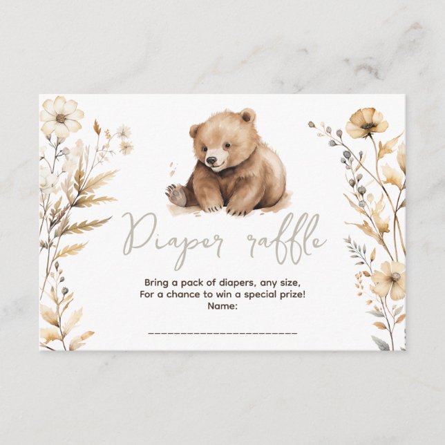 Cute bear watercolor boy baby shower card (Front)