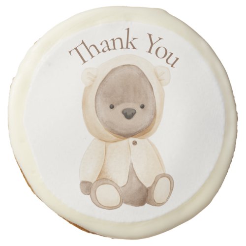 Cute Bear Watercolor Simple Baby Shower Thank You  Sugar Cookie