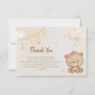 Cute Bear We Can Bearly Wait Baby Shower Thank You Card