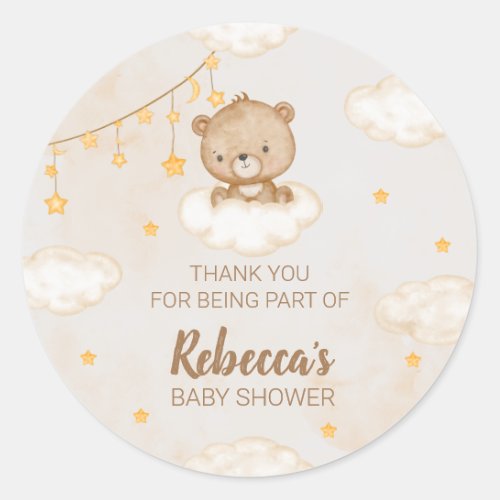 Cute Bear We Can Bearly Wait Baby Shower Thank You Classic Round Sticker