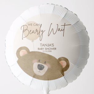 Cute Bear We Can Bearly Wait Gender Baby Shower  Balloon