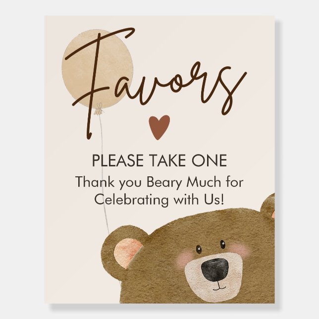 Cute Bear We Can Bearly Wait Gender Baby Shower  Foam Board (Front)
