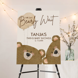 Cute Bear We Can Bearly Wait Gender Baby Shower Foam Board