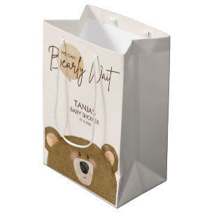Cute Bear We Can Bearly Wait Gender Baby Shower Medium Gift Bag